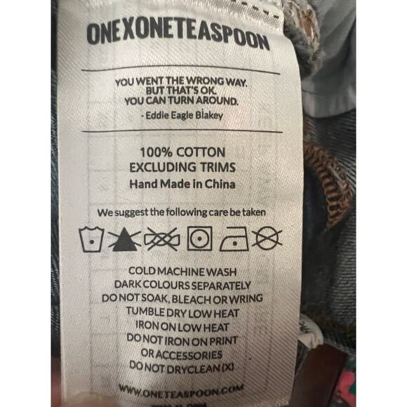 ONE x One Teaspoon Mini Denim Skirt 28 Short Distressed Academia Beachy Festival - Picture 6 of 8